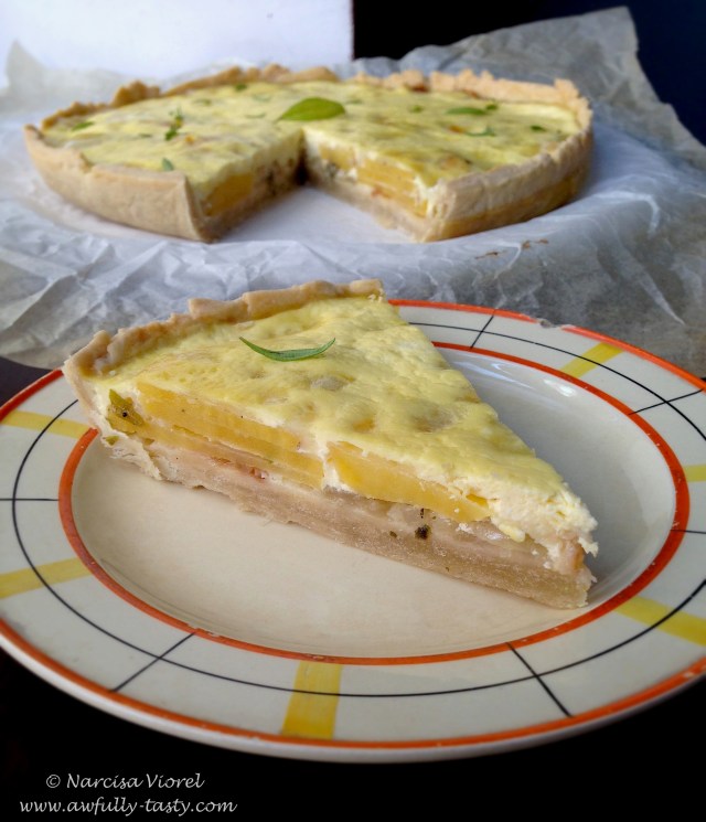 tarta cu ceapa cartofi si branza